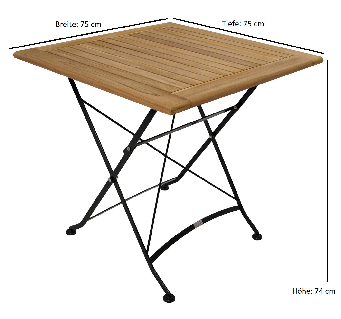 Set pieghevole JAKARTA 3 pezzi, acciaio piatto nero + teak, certificato FSC®