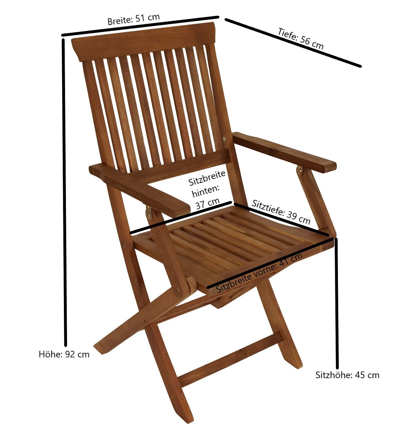 TOBAGO ensemble de sièges rabattables, 5 pièces, acacia huilé, pliable, certifié FSC®