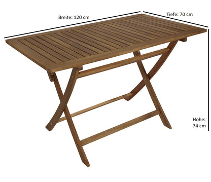 TOBAGO ensemble de sièges rabattables, 5 pièces, acacia huilé, pliable, certifié FSC®