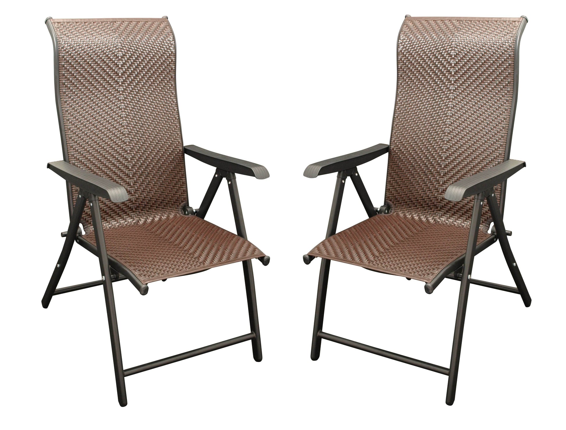 Klappsessel ANTIBES Hochlehner, Metall + Polyrattan braun, klappbar, 2 Stück - Palo24