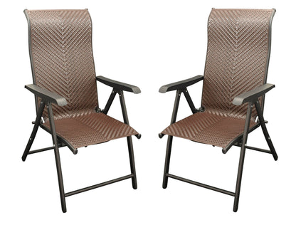 Klappsessel ANTIBES Hochlehner, Metall + Polyrattan braun, klappbar, 2 Stück - Palo24