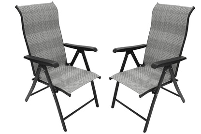 Klappsessel ANTIBES Hochlehner, Metall + Polyrattan grau, klappbar, 2 Stück - Palo24