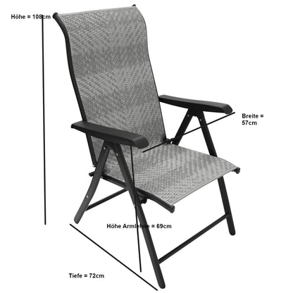 Klappsessel ANTIBES Hochlehner, Metall + Polyrattan grau, klappbar, 2 Stück - Palo24