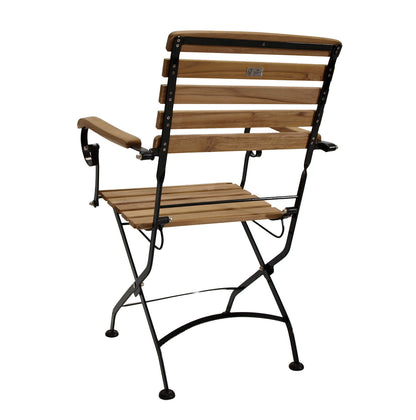 Chaise pliante JAKARTA, acier plat noir + teck, 2 pièces, certifiée FSC®