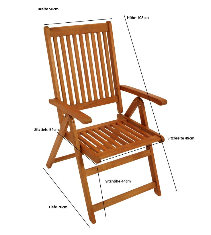 LAGO chaise pliante, lot de 2, eucalyptus huilé, certifié FSC®