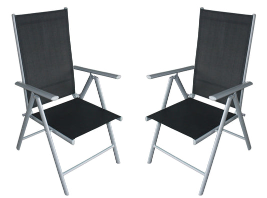 4x Klappsessel RAVENNA, Aluminium + Kunstgewebe schwarz