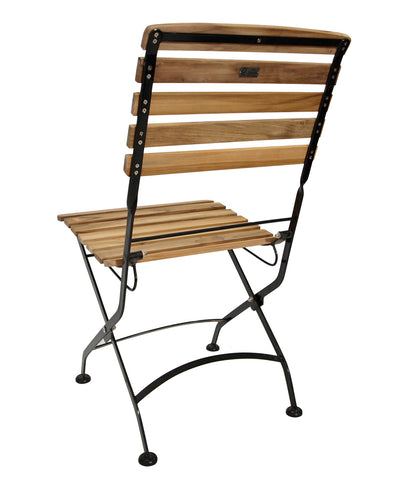 Chaise pliante JAKARTA, acier plat noir + teck, 2 pièces, certifiée FSC®
