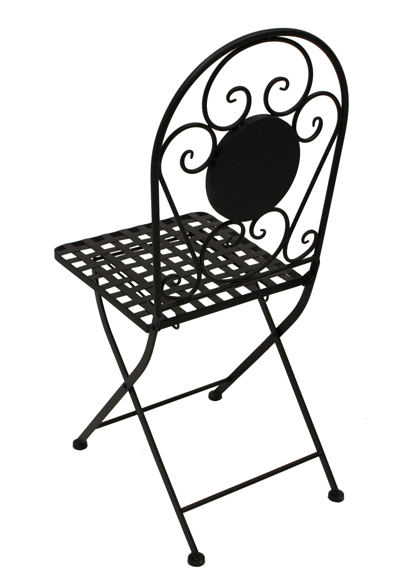 Chaise pliante SIENA, fer noir + mosaïque gris/blanc, 2 pièces, avec coussins