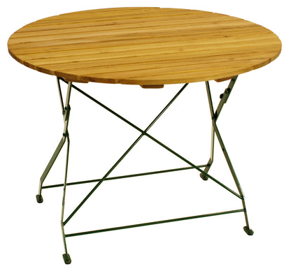 Gartentisch Klapptisch BAD TÖLZ 100cm rund, Flachstahl grün + Robinie
