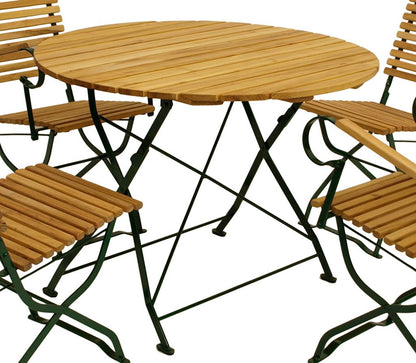 Gartentisch Klapptisch BAD TÖLZ 100cm rund, Flachstahl grün + Robinie