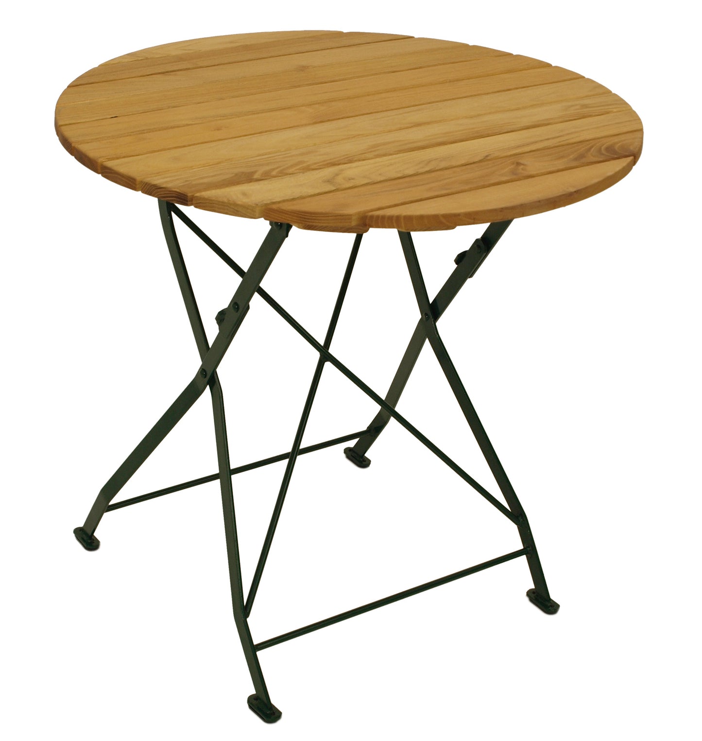Table pliante BAD TÖLZ 77cm ronde, plate acier vert + robinier