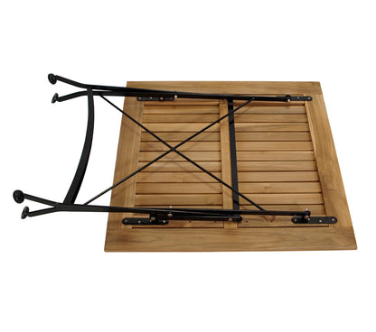 Klapptisch JAKARTA 75x75cm, Flachstahl schwarz + Teakholz, FSC®-zertifiziert