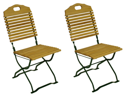 Bistroset Garnitur BAD TÖLZ 3-teilig, Flachstahl grün + Robinie, klappbar