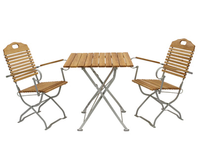 Kurgarten - Garnitur BAD TÖLZ 3-teilig, Flachstahl verzinkt + Robinie, klappbar