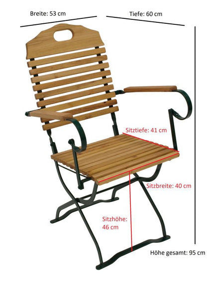 Kurgarten - Garnitur Sitzgruppe BAD TÖLZ 5-teilig, Flachstahl grün + Robinie, klappbar