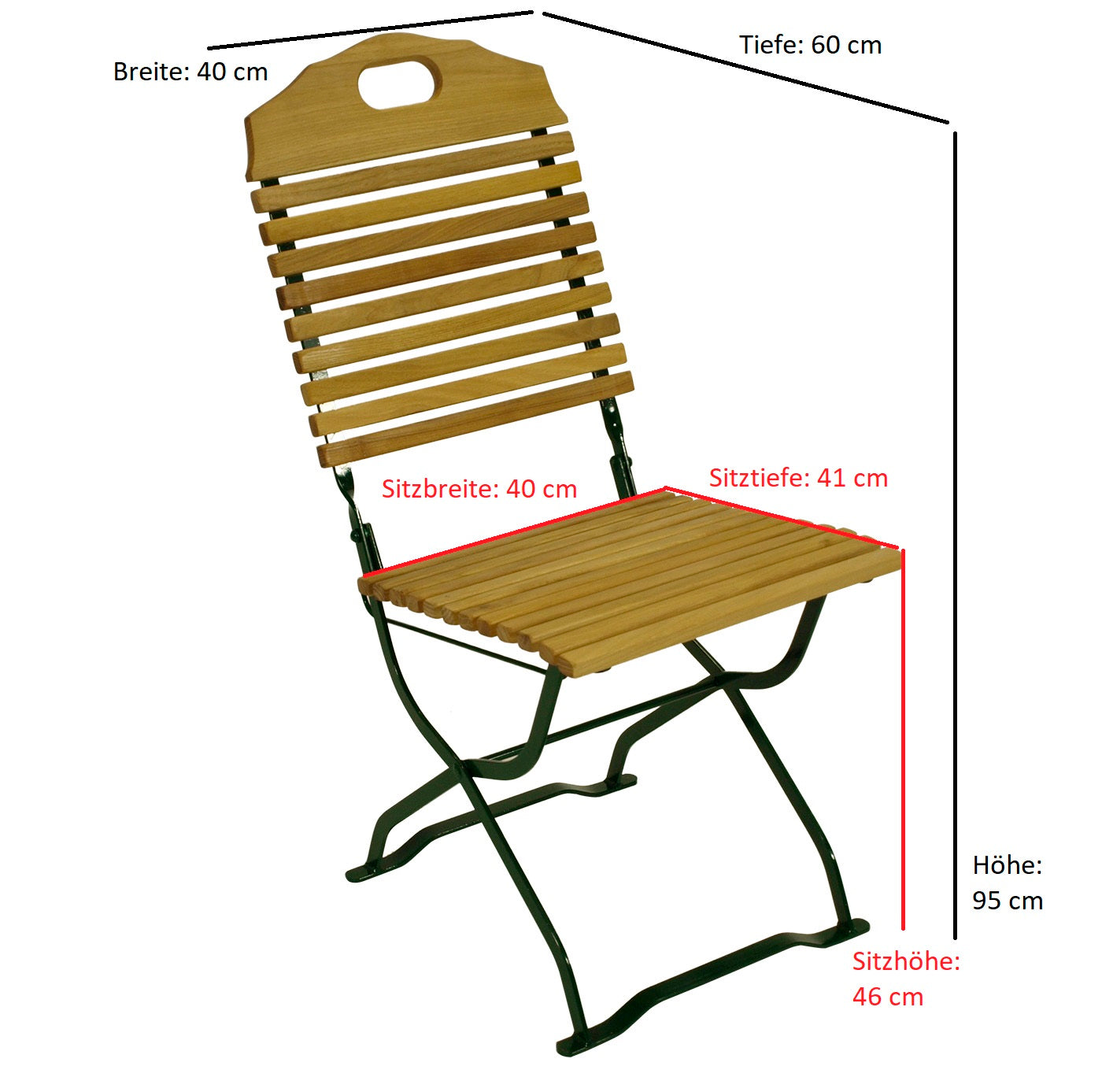 Kurgarten - Garnitur BAD TÖLZ 5-teilig, Flachstahl grün + Robinie, klappbar