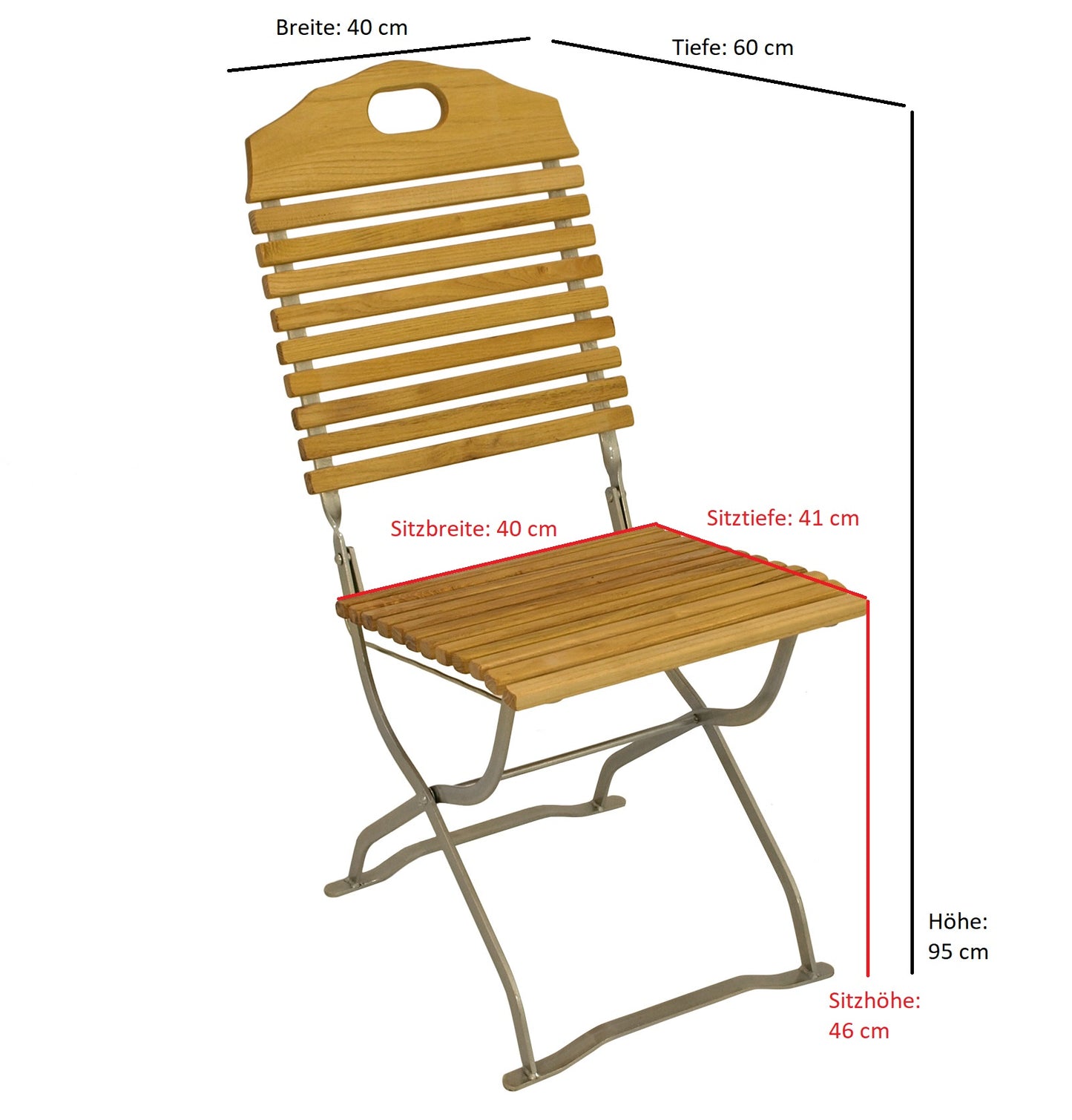 Kurgarten - Garnitur BAD TÖLZ 5-teilig, Flachstahl verzinkt + Robinie, klappbar