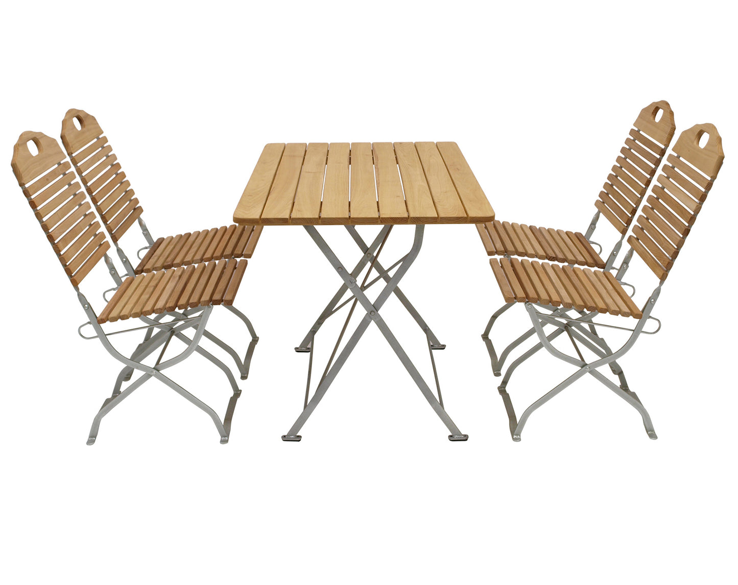 Kurgarten - BAD TÖLZ Groupe de sièges 5 pièces, acier plat galvanisé + robinier, pliable