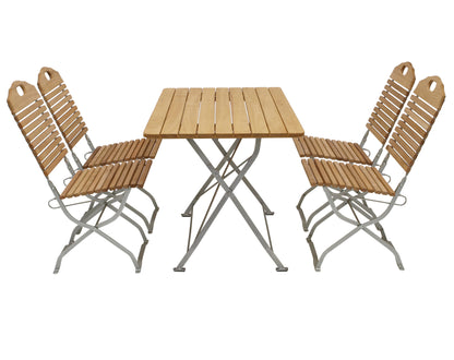 Kurgarten - BAD TÖLZ Groupe de sièges 5 pièces, acier plat galvanisé + robinier, pliable