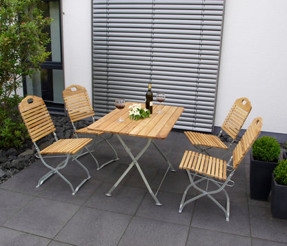 Kurgarten - BAD TÖLZ Groupe de sièges 5 pièces, acier plat galvanisé + robinier, pliable