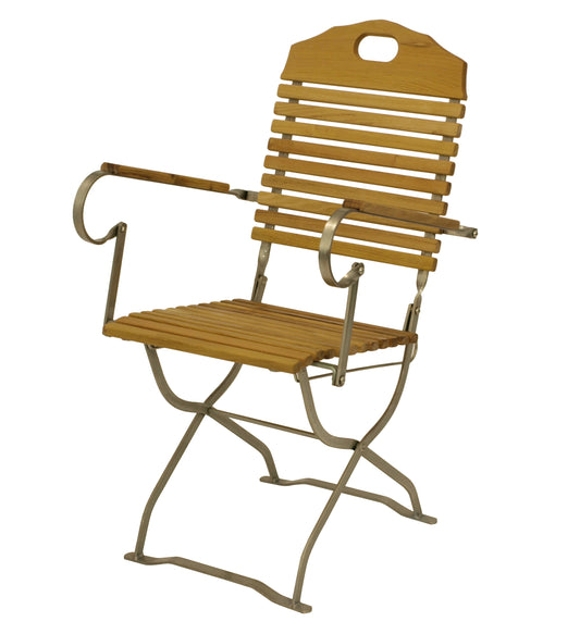 Kurgarten - Fauteuil BAD TÖLZ, acier plat galvanisé + robinier, pliable