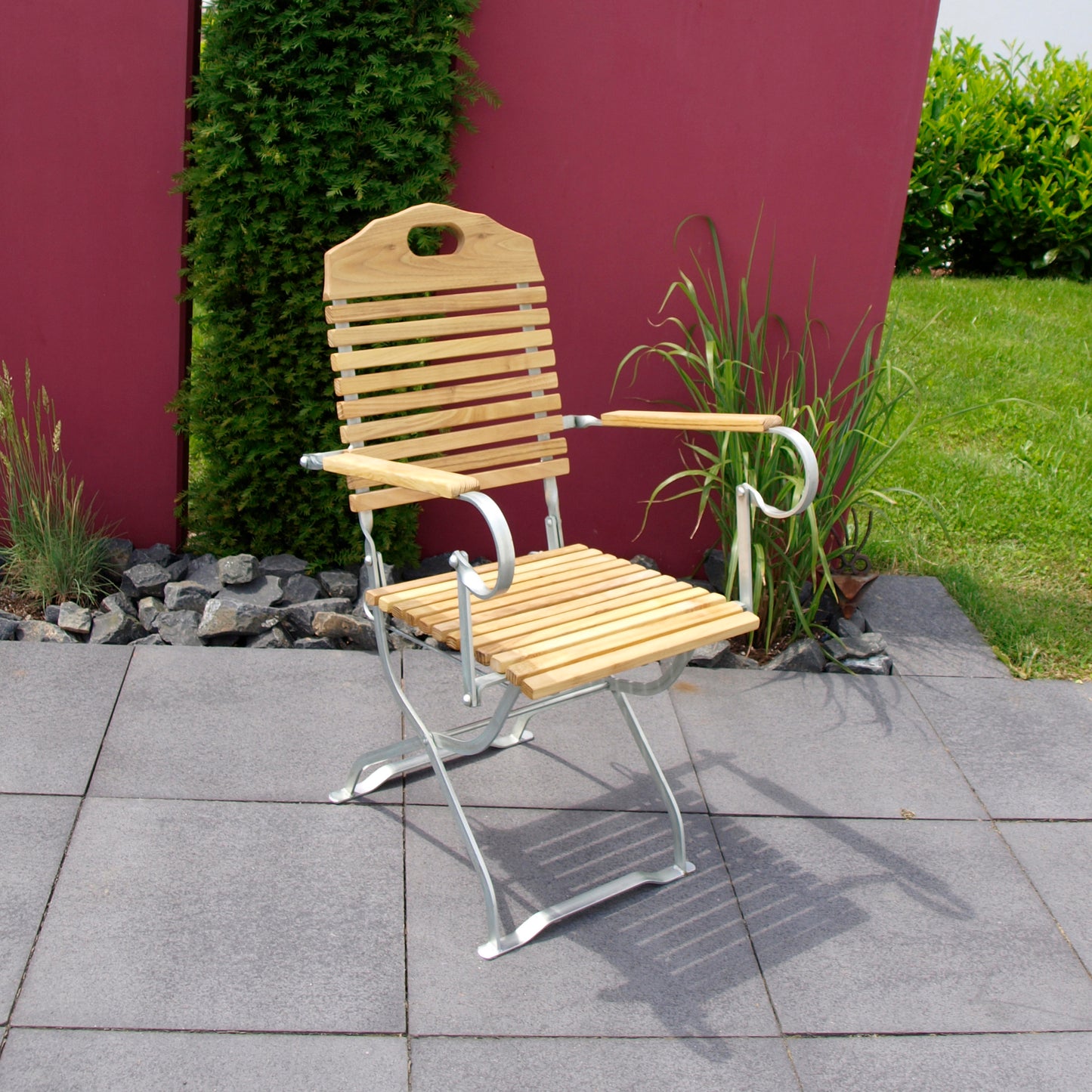Kurgarten - Poltrona BAD TÖLZ, acciaio piatto zincato + Robinia, pieghevole