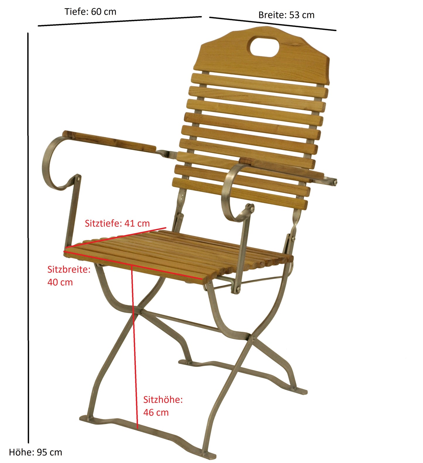 Kurgarten - Poltrona BAD TÖLZ, acciaio piatto zincato + Robinia, pieghevole