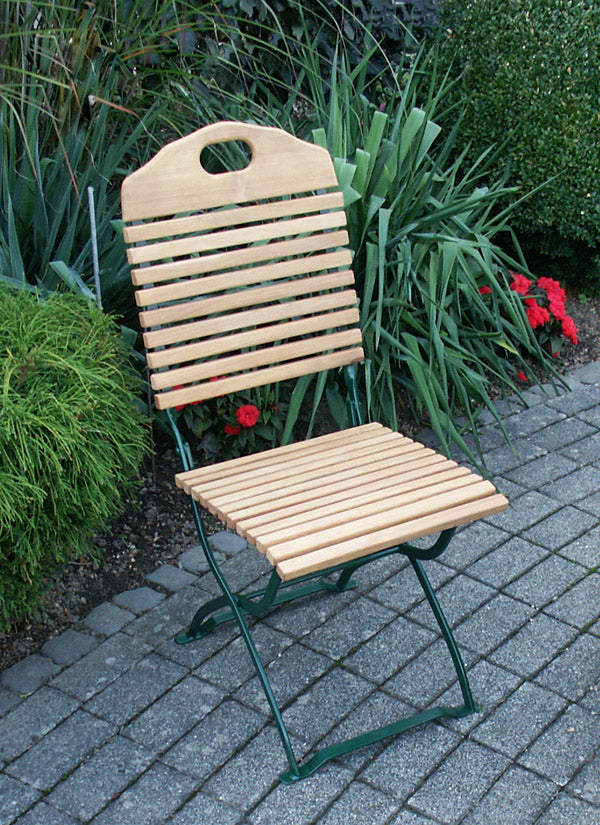 2 Stück Kurgarten- Stuhl BAD TÖLZ, Flachstahl grün + Robinie, klappbar