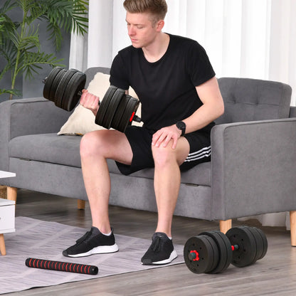2 in 1 Hanteln Set 30 kg verstellbare Kurzhantel & Langhantel Dumbbell Krafttraining Schwarz