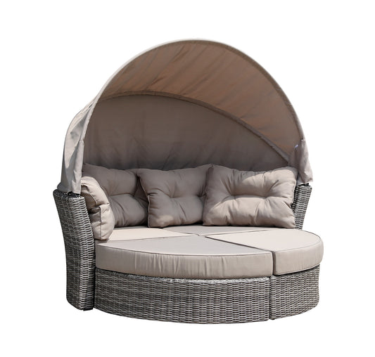 Relaxinsel MARBELLA, Alu + Polyrattan grau bicolor, Polster taupe