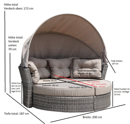 Isola relax MARBELLA, alluminio + polyrattan grigio bicolore, rivestimento tortora