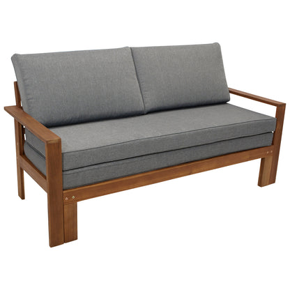 Liegesofa BELIZE ausziehbar 180x135cm, Akazie geölt, mit Auflagen grau