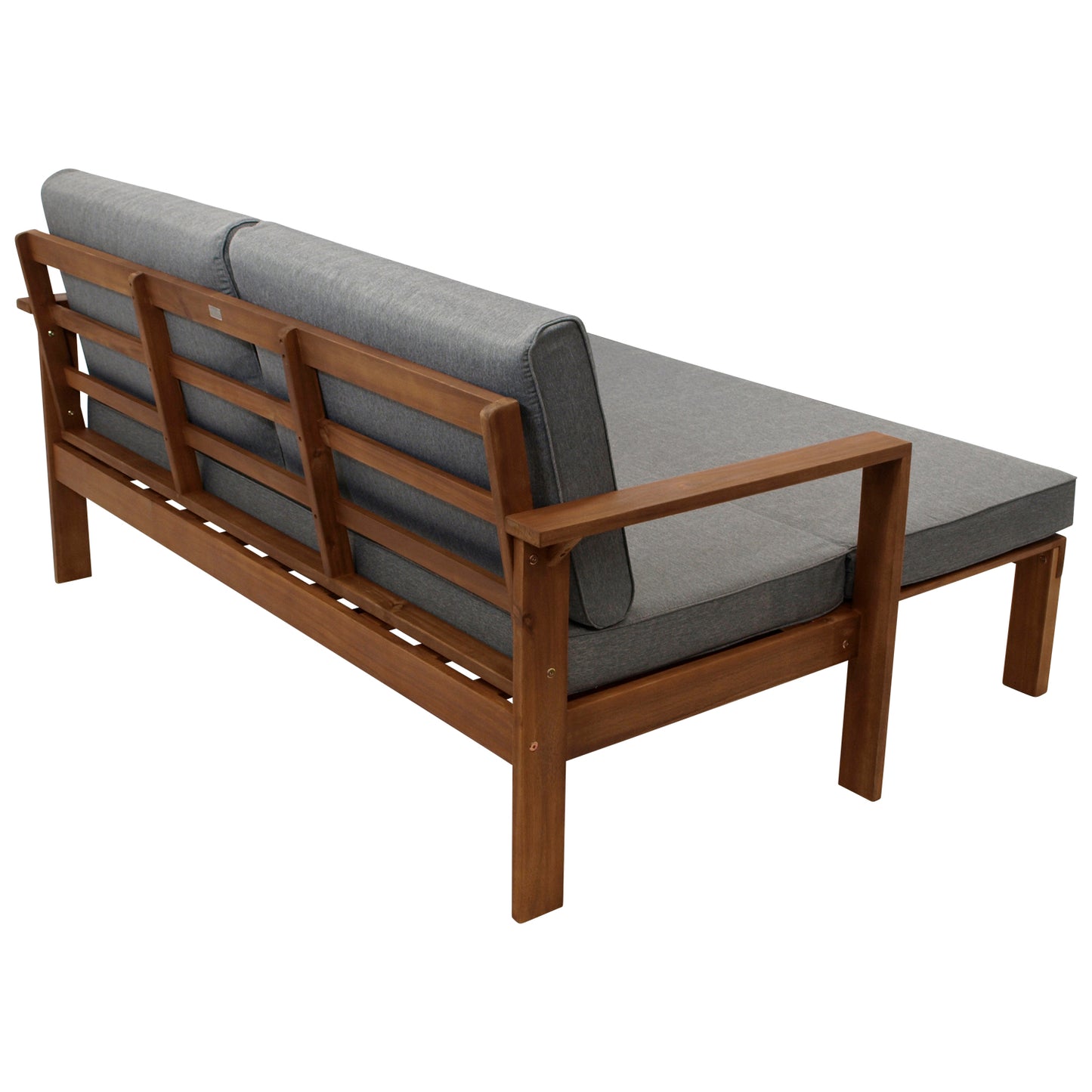 Liegesofa BELIZE ausziehbar 180x135cm, Akazie geölt, mit Auflagen grau