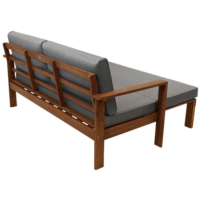 Liegesofa BELIZE ausziehbar 180x135cm, Akazie geölt, mit Auflagen grau