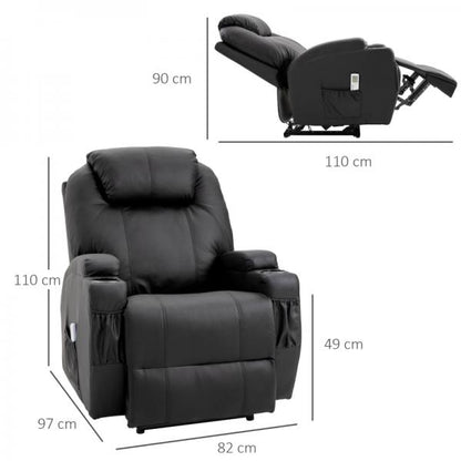 Fauteuil de massage électrique fonction massage fonction inclinable mousse noir