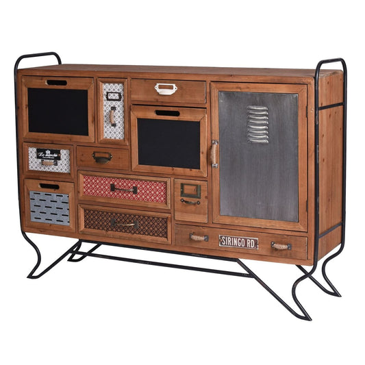 LOFT SIDEBOARD VINTAGE SIDEBOARD CASSETTIERA METALLO CASSETTIERA LEGNO