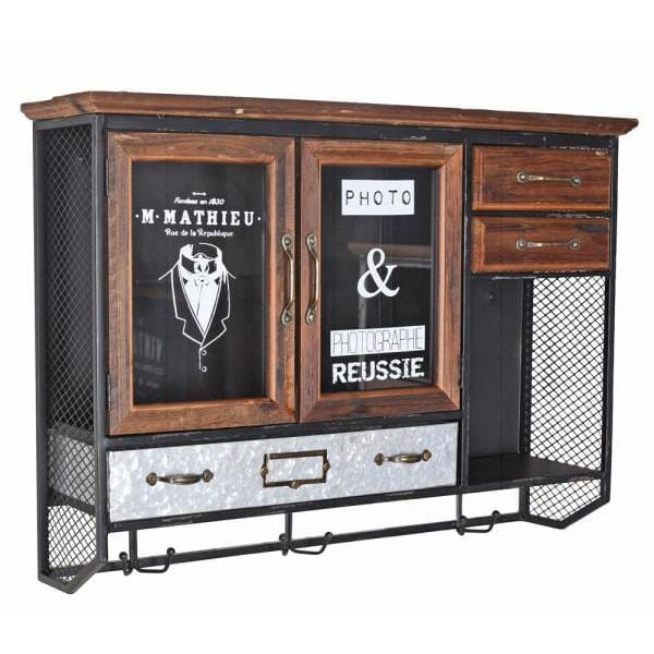 WANDSCHRANK RETRO HÄNGEVITRINE ANTIK HÄNGESCHRANK VITRINENSCHRANK - Palo24