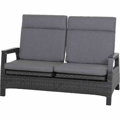 Loungebank SOLEA 2 Sitzer Aluminium Anthrazit Polyrattan Grau - Palo24