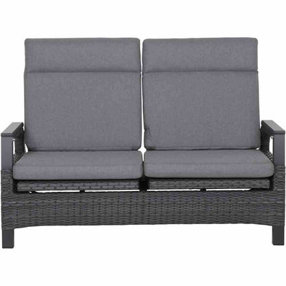 Loungebank SOLEA 2 Sitzer Aluminium Anthrazit Polyrattan Grau - Palo24