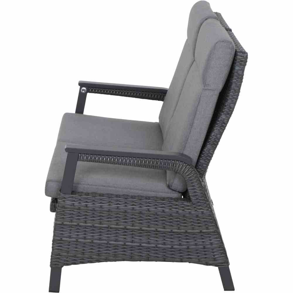 Loungebank SOLEA 2 Sitzer Aluminium Anthrazit Polyrattan Grau - Palo24