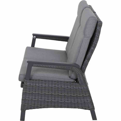 Loungebank SOLEA 2 Sitzer Aluminium Anthrazit Polyrattan Grau - Palo24