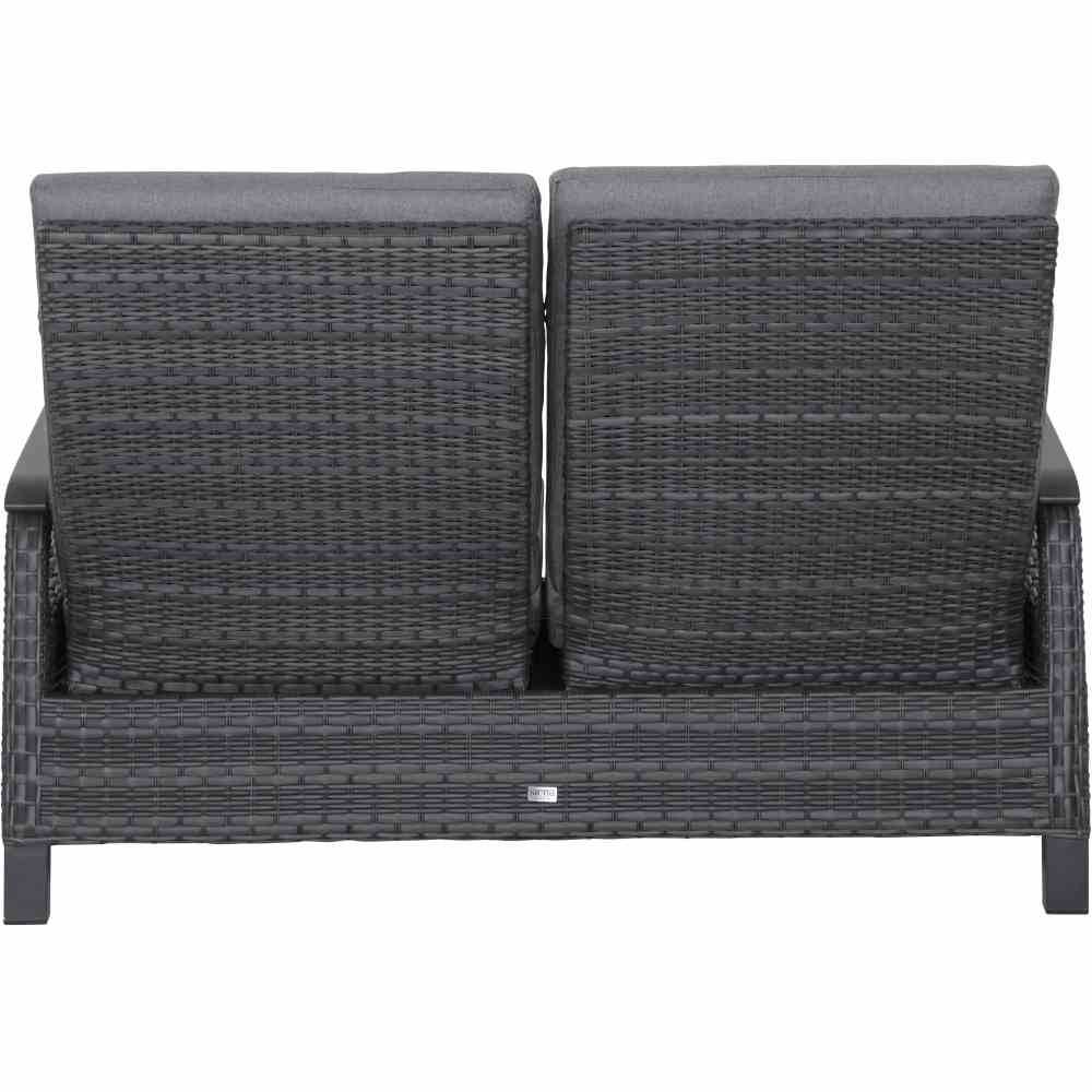 Loungebank SOLEA 2 Sitzer Aluminium Anthrazit Polyrattan Grau - Palo24