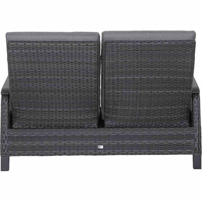 Loungebank SOLEA 2 Sitzer Aluminium Anthrazit Polyrattan Grau - Palo24