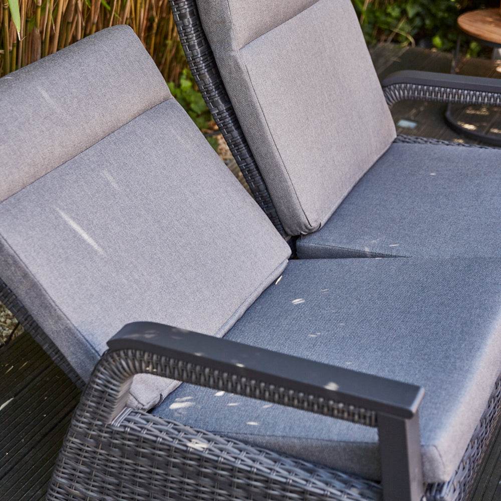 Loungebank SOLEA 2 Sitzer Aluminium Anthrazit Polyrattan Grau - Palo24