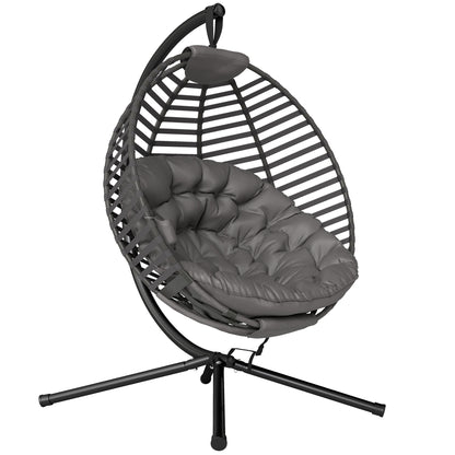 Hängesessel Hängekorb mit Gestell für 2 Personen faltbar Grau