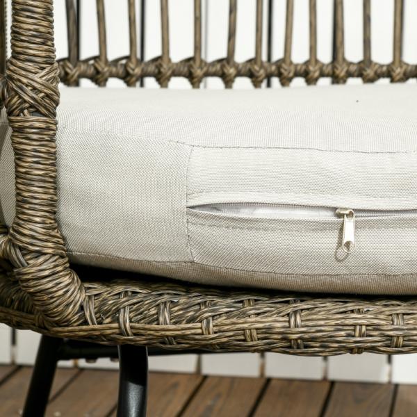 5-teiliges Gartenmöbel-Set Lounge aus PE-Rattan, 2 Sessel, 1 Sofa, 2 Beistelltisch, Boho-Stil, Braun+Grau - Palo24