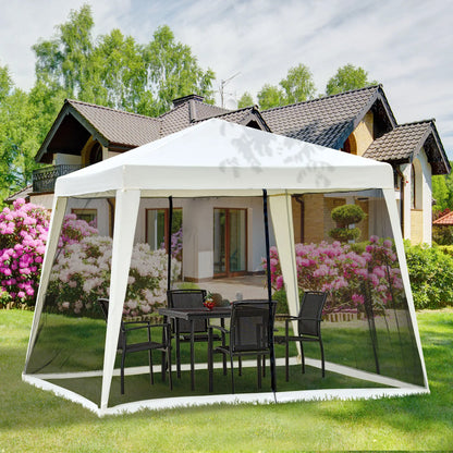Pavillon de Jardin Pavillon Chapiteau Tente de fête Tente résistante aux intempéries avec moustiquaire Beige 3 x 3 m
