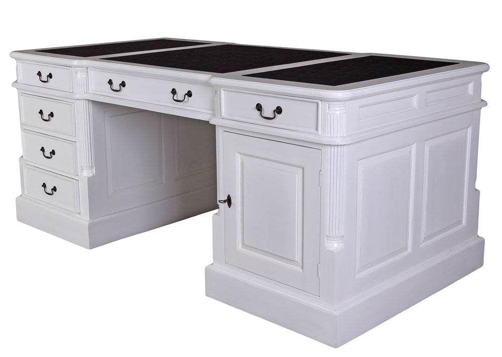 Vintage Partnerdesk Doppelschreibtisch Shabby Chic Weiss - Palo24