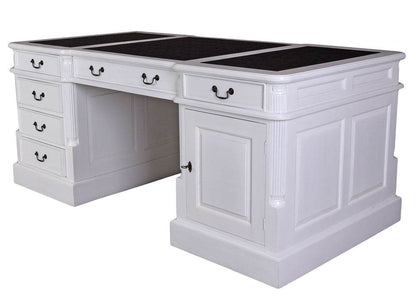 Vintage Partnerdesk Doppelschreibtisch Shabby Chic Weiss - Palo24