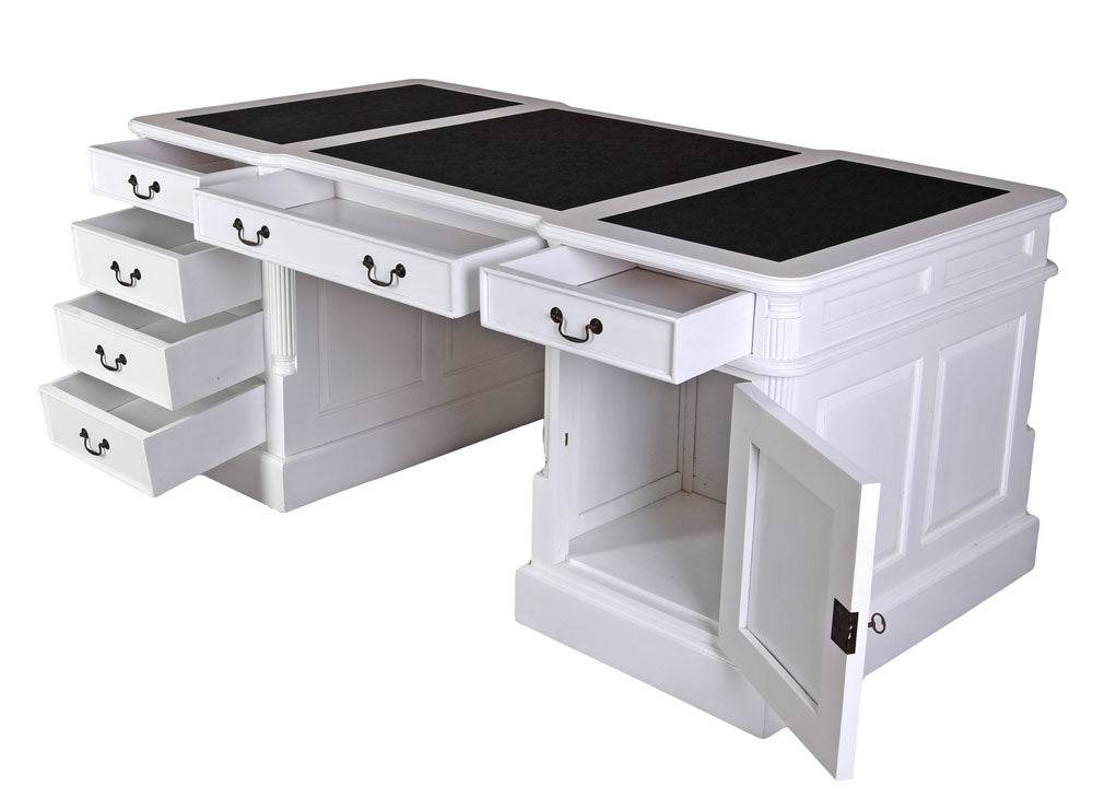 Vintage Partnerdesk Doppelschreibtisch Shabby Chic Weiss - Palo24